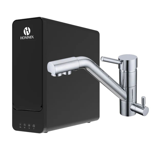 Hommix hydRO Under Sink Tankless RO System With Hommix Venezia Chrome 3-Way Tap