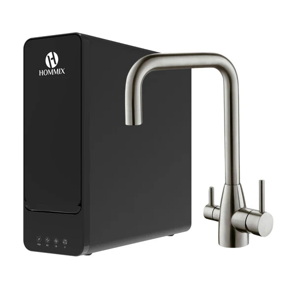 Hommix hydRO Under Sink Tankless RO System With Hommix Olaf 304 Stainless Steel 3-Way Tap