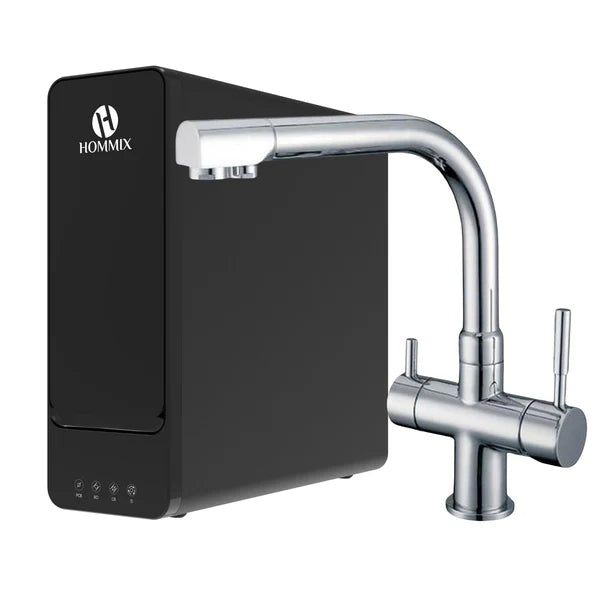 Hommix hydRO Under Sink Tankless RO System With Hommix Berta Chrome 3-Way Tap