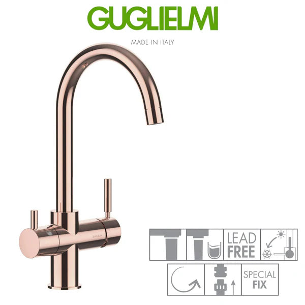 Guglielmi Rose Gold 3-Way Triflow Filter Kitchen Tap