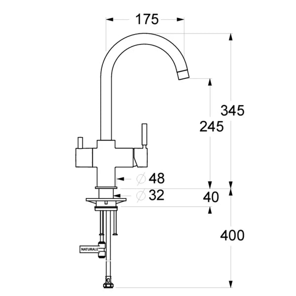Guglielmi Rose Gold 3-Way Triflow Filter Kitchen Tap