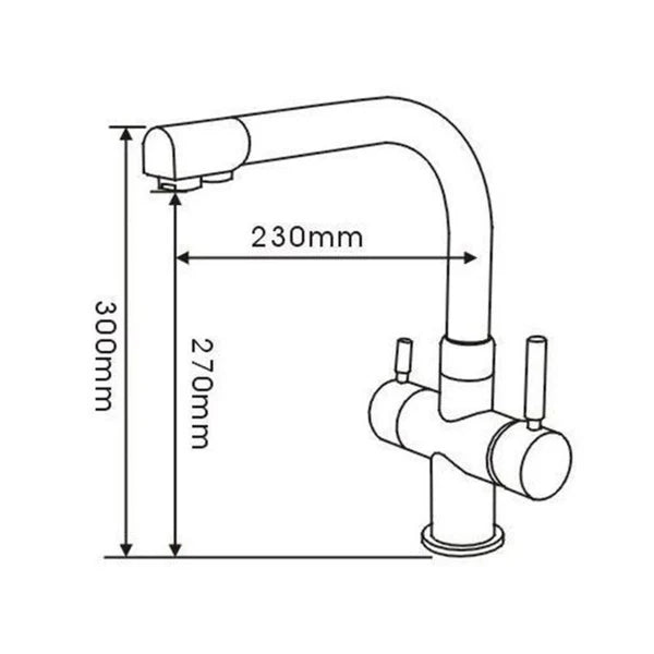 Hommix hydRO Under Sink Tankless RO System With Hommix Berta Brushed Brass 3-Way Tap