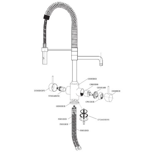 Osmio Azzurra 3-Way Triflow Kitchen Tap with Spray Hose