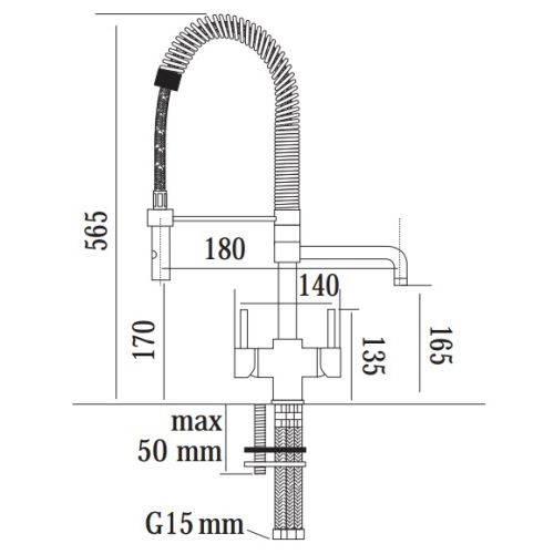 Osmio Azzurra 3-Way Triflow Kitchen Tap with Spray Hose