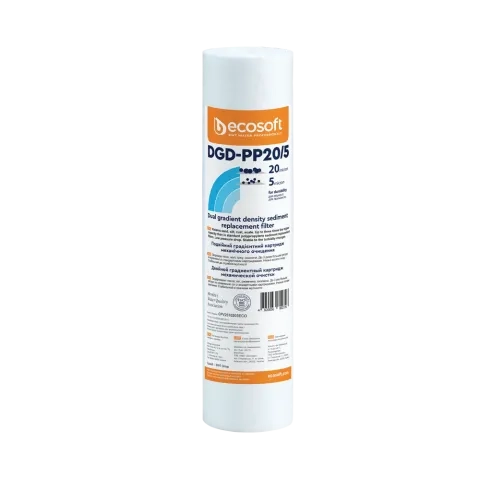 Ecosoft dual gradient PP sediment filter, 2.5″×10″, 20-5 micron
