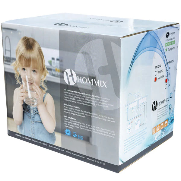 Hommix M800 Pumped 6 stage RO Under Sink Drinking Water Filter System with Alkaline Filter