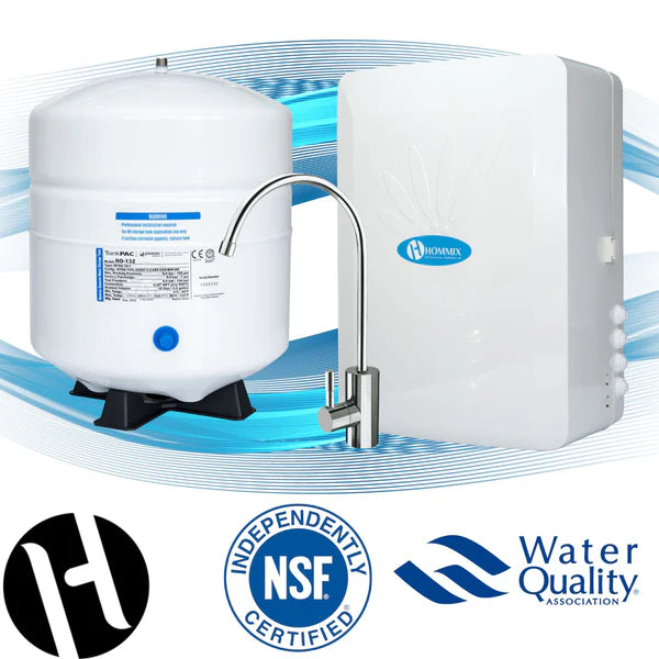 Hommix M800 Pumped 6 stage RO Under Sink Drinking Water Filter System with Alkaline Filter