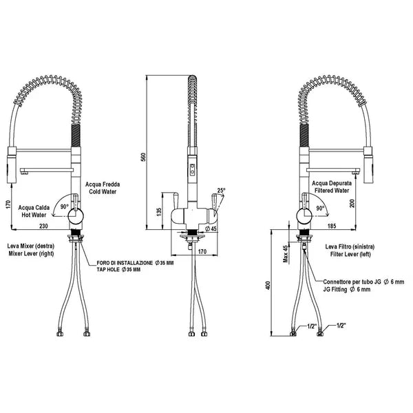 Hommix Ultra UF & Softening Drinking Water Filter with Tatiana Tall Copper