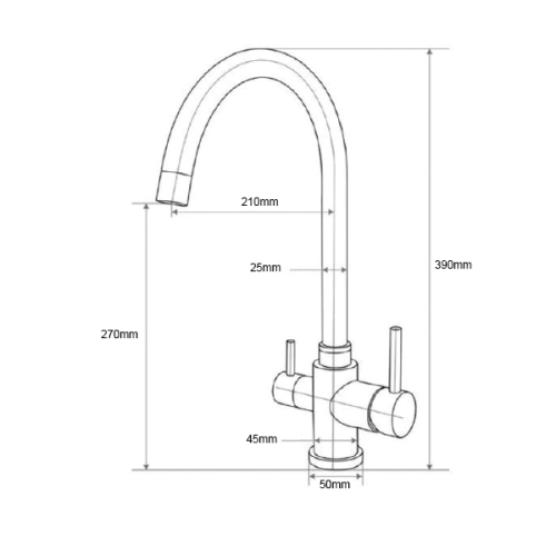 Osmio Bella 304 Stainless Steel 3-Way Triflow Kitchen Tap