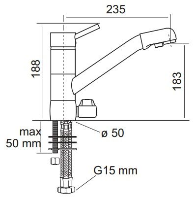 Osmio Sofia Long Reach 3 Way Triflow Kitchen Tap