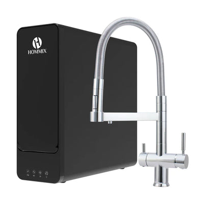 Hommix hydRO Under Sink Tankless RO System With Hommix Savona Chrome Pull-Out 3-Way Tap