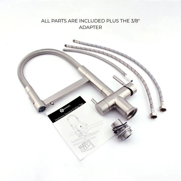 Hommix Savona Brushed Brass 3-Way Triflow Pull-Out Kitchen Tap