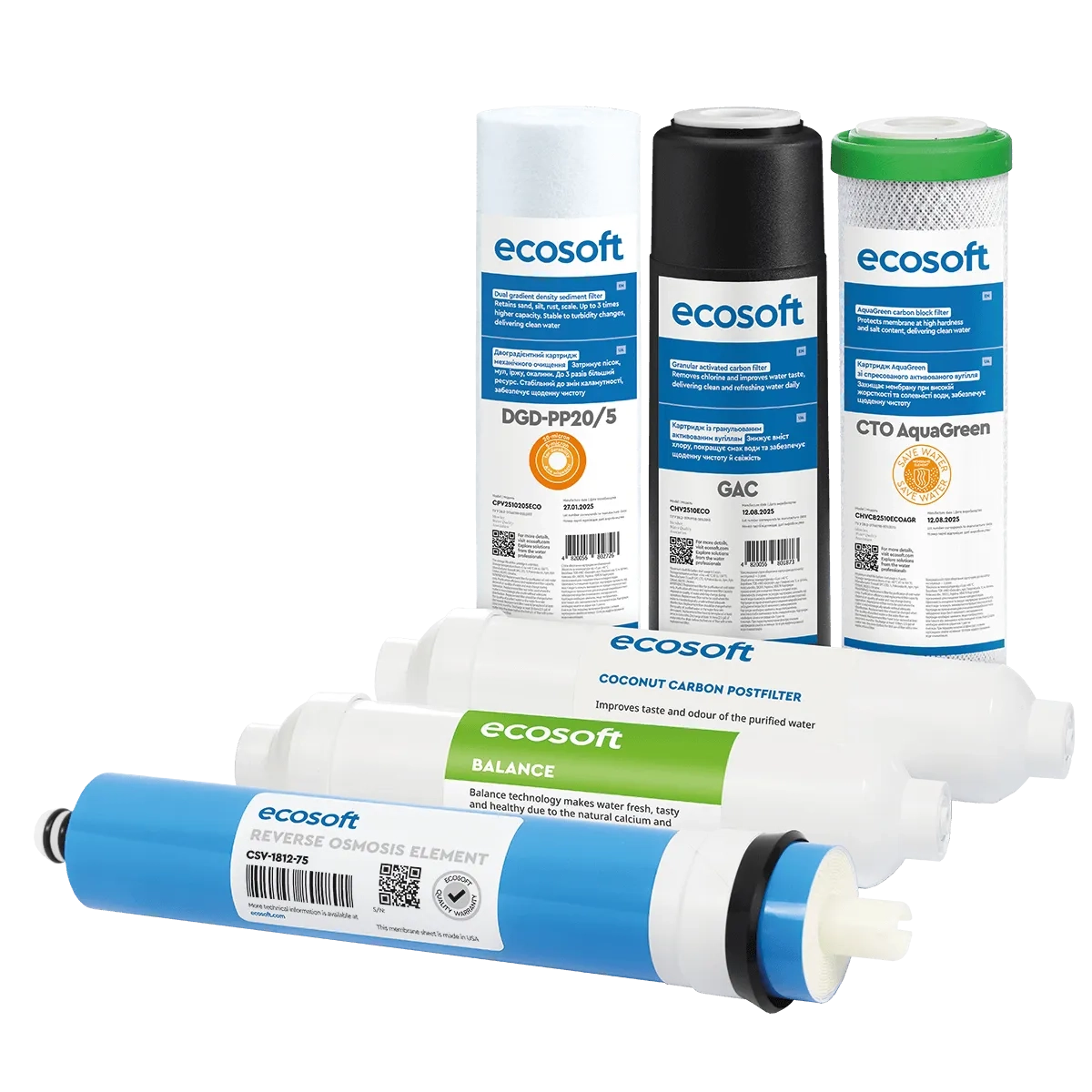 Ecosoft PURE Balance set of 6 replacement filters (12 months)