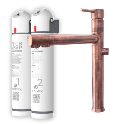 Hommix Ultra UF & Softening Drinking Water Filter with Picasso Copper 3-Way Tap